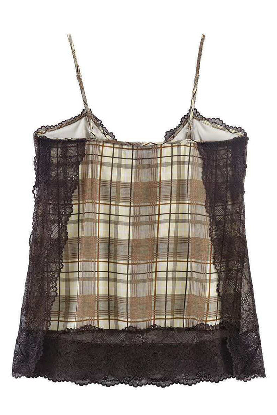 Plaid Lace Trim Camisole