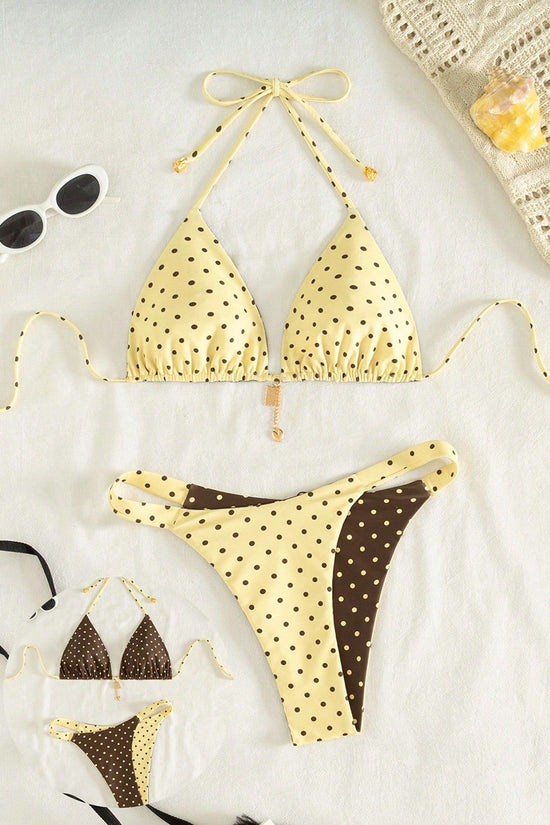 Polka Dot Triangle Bikini Set