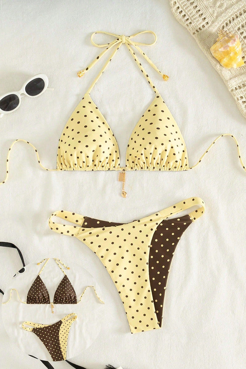Polka Dot Triangle Bikini Set
