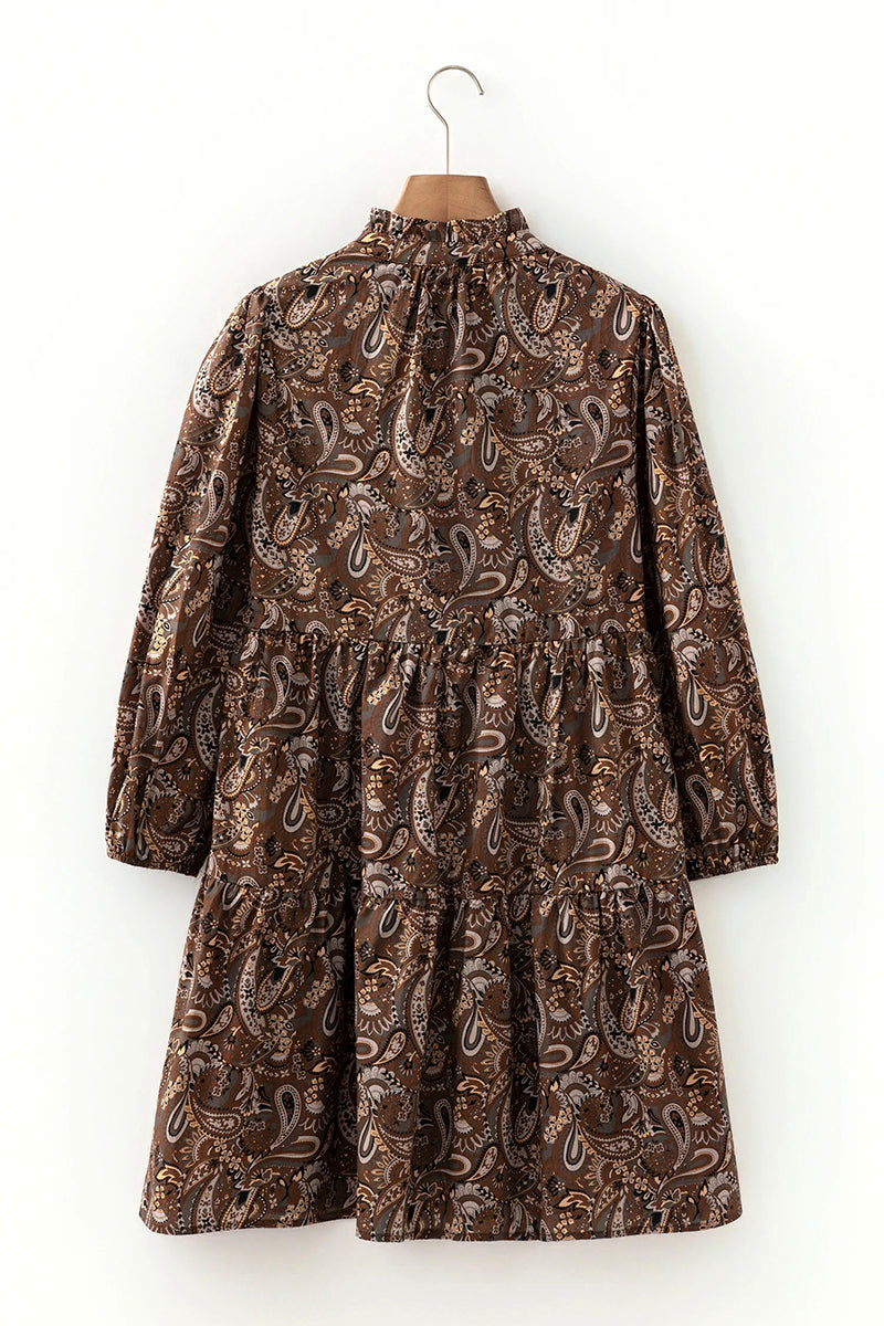 Paisley Print Button Dress