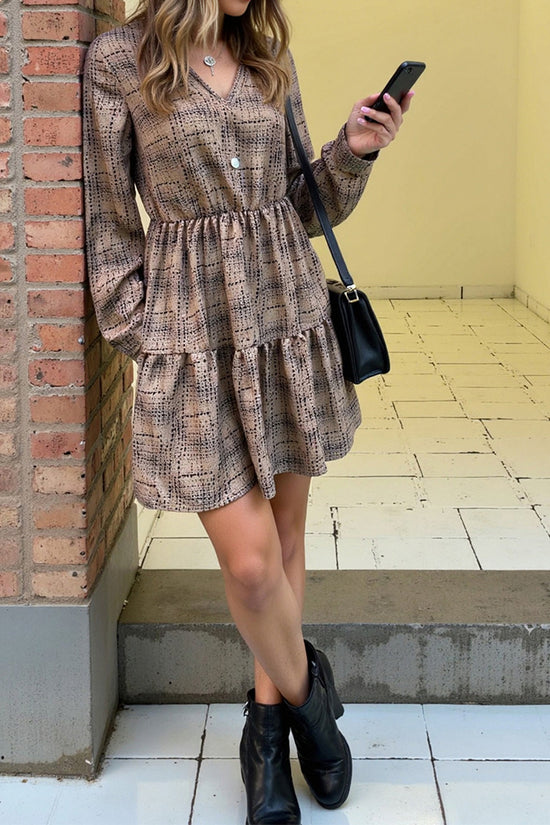Long Sleeve V-Neck Casual Dress