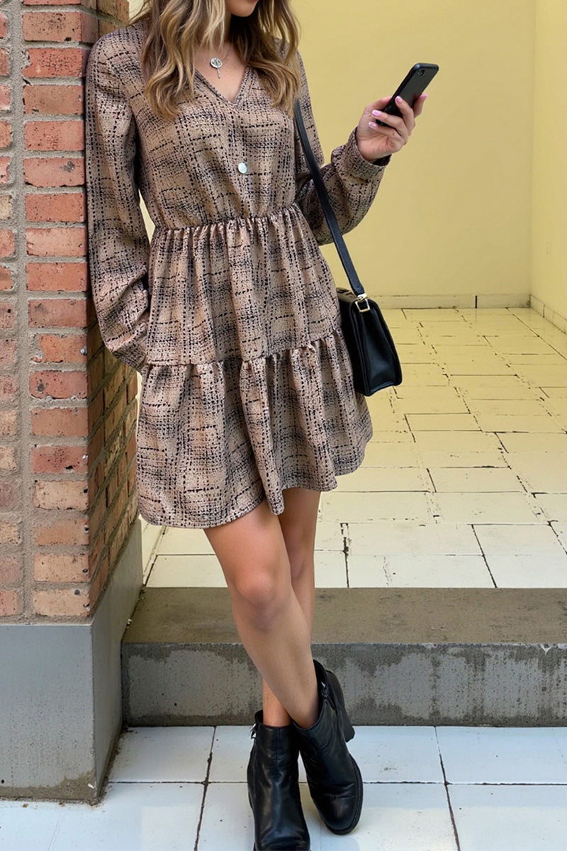 Long Sleeve V-Neck Casual Dress
