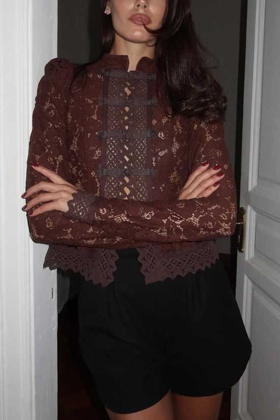 Elegant Lace Mandarin Collar Blouse
