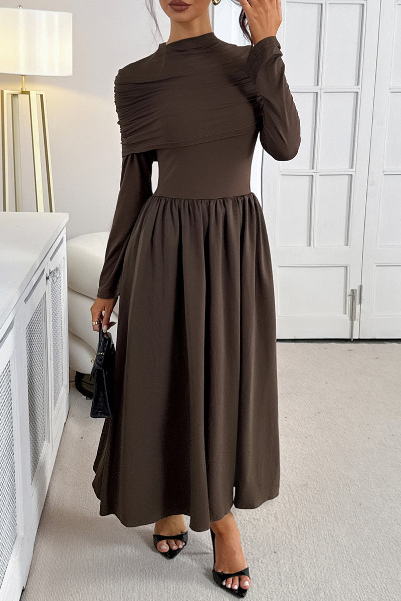Elegant Long-Sleeve Midi Dress