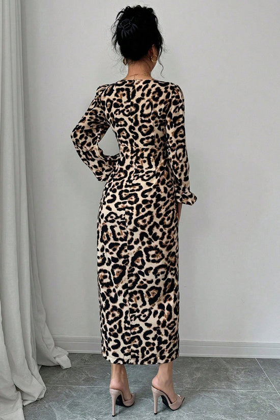 Chic Leopard Print Long Sleeve Dress