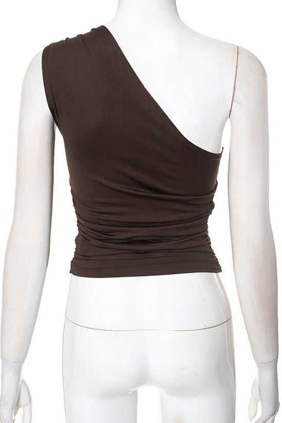 Chic One-Shoulder Ruched Tank Top