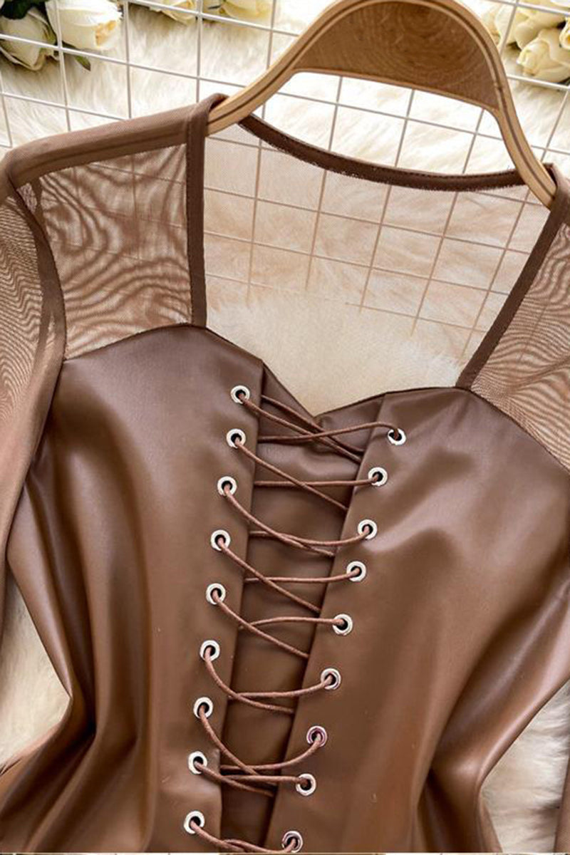 Long Sleeve Lace-Up Bodysuit