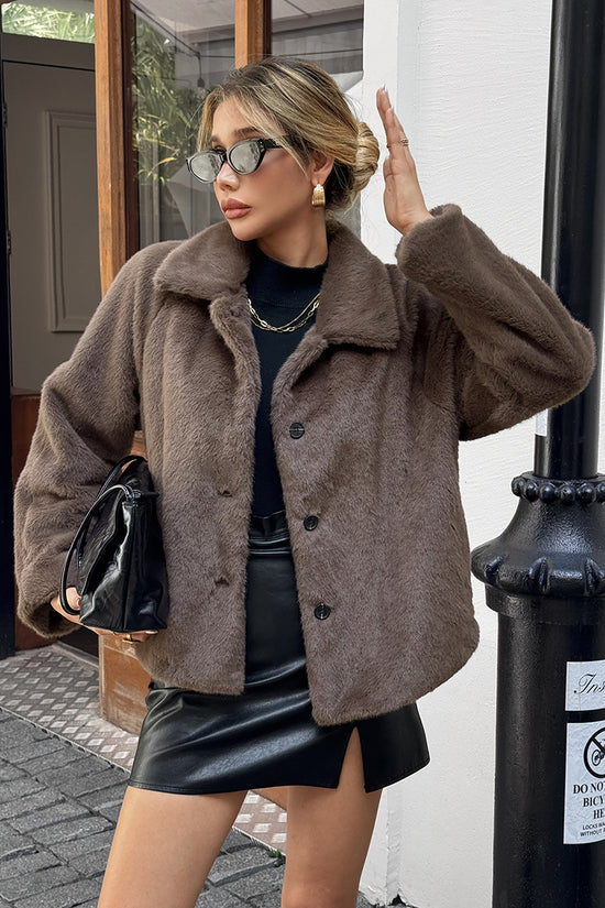 Chic Buttoned Faux Fur Coat