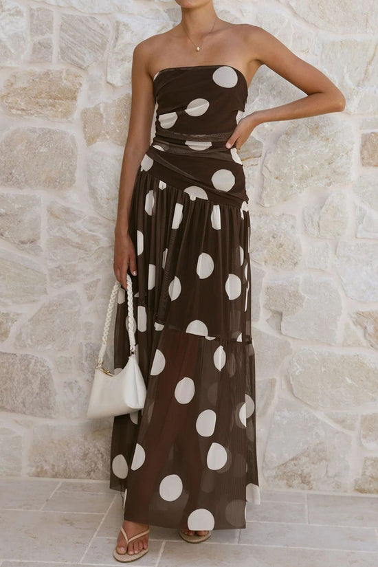 Polka Dot Strapless Maxi Dress
