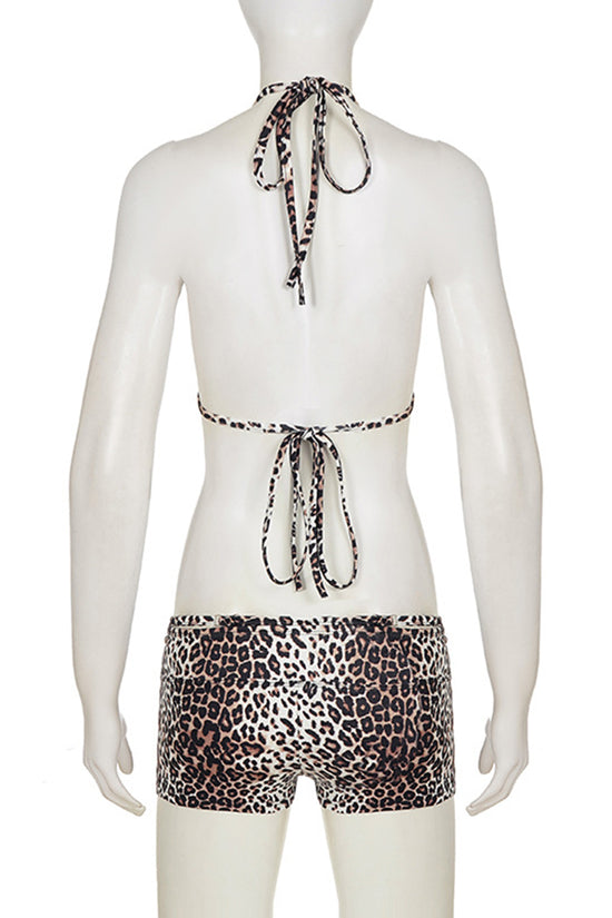 Leopard Print Tie Bikini Set