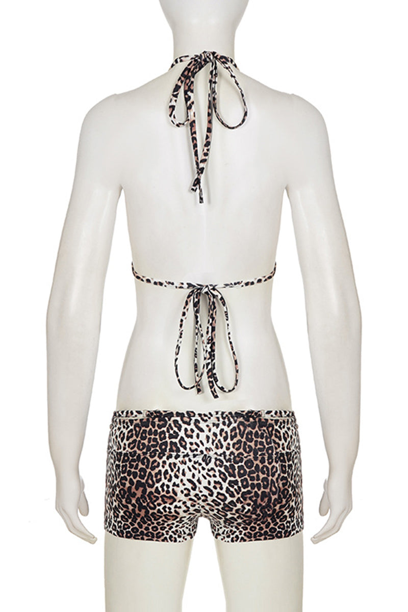Leopard Print Tie Bikini Set
