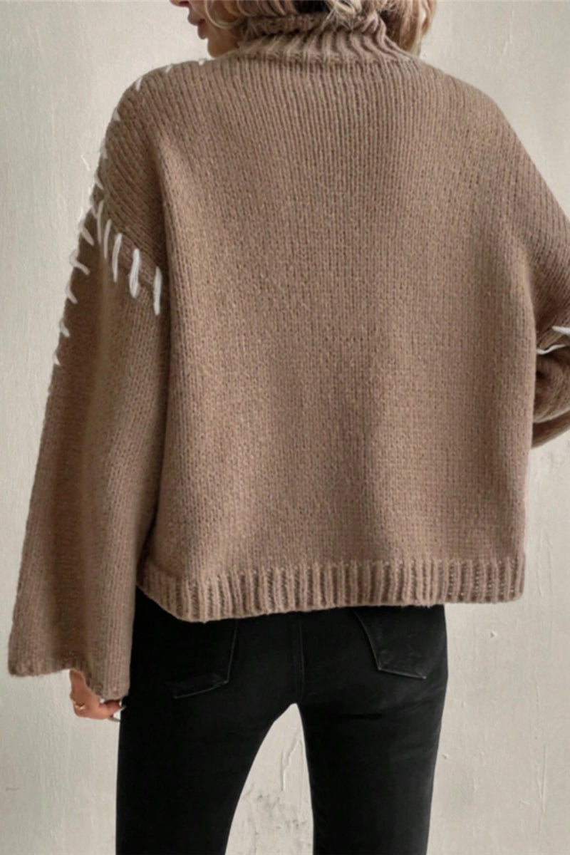 Mock Neck Stitch Detail Sweater