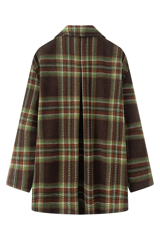 Classic Plaid Button-Up Overcoat