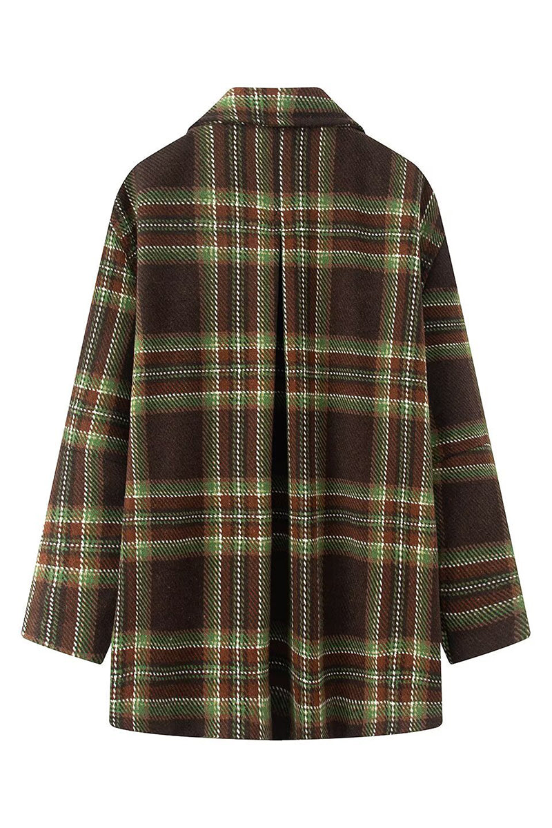 Classic Plaid Button-Up Overcoat
