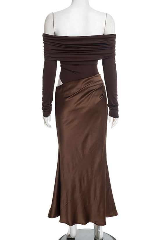 Off-Shoulder Long Sleeve Casual Dress