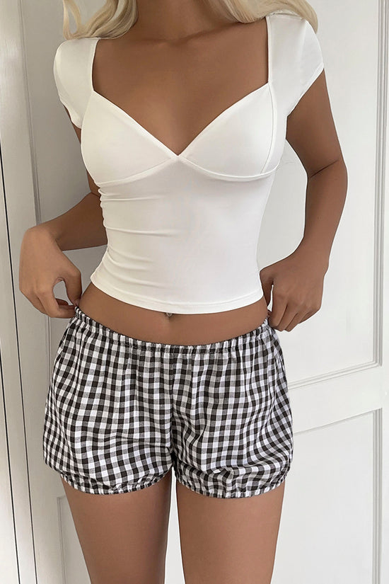 Gingham Patterned Casual Shorts