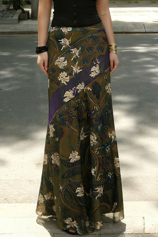 Floral Patterned Midi Skirt