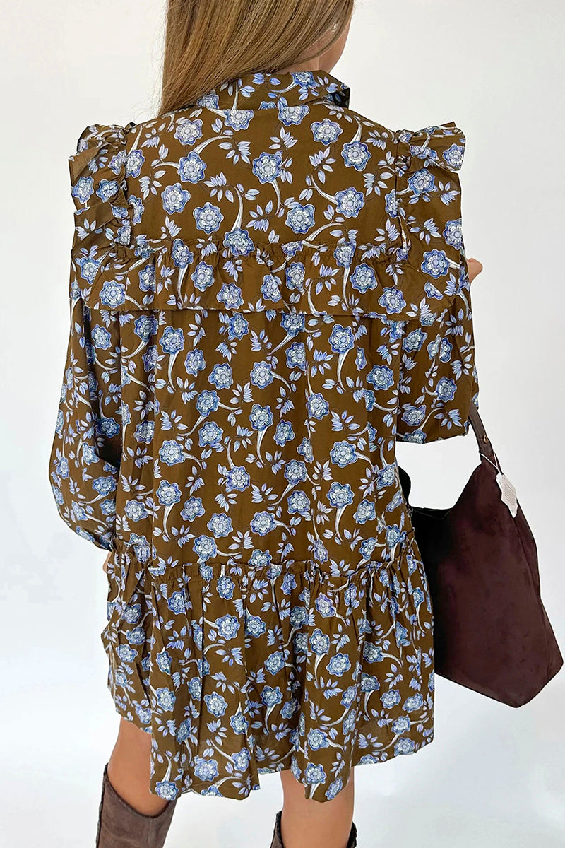 Floral Ruffled Button Down Dress