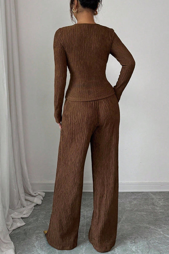 Chic Metal Accent Wrap Pants Set