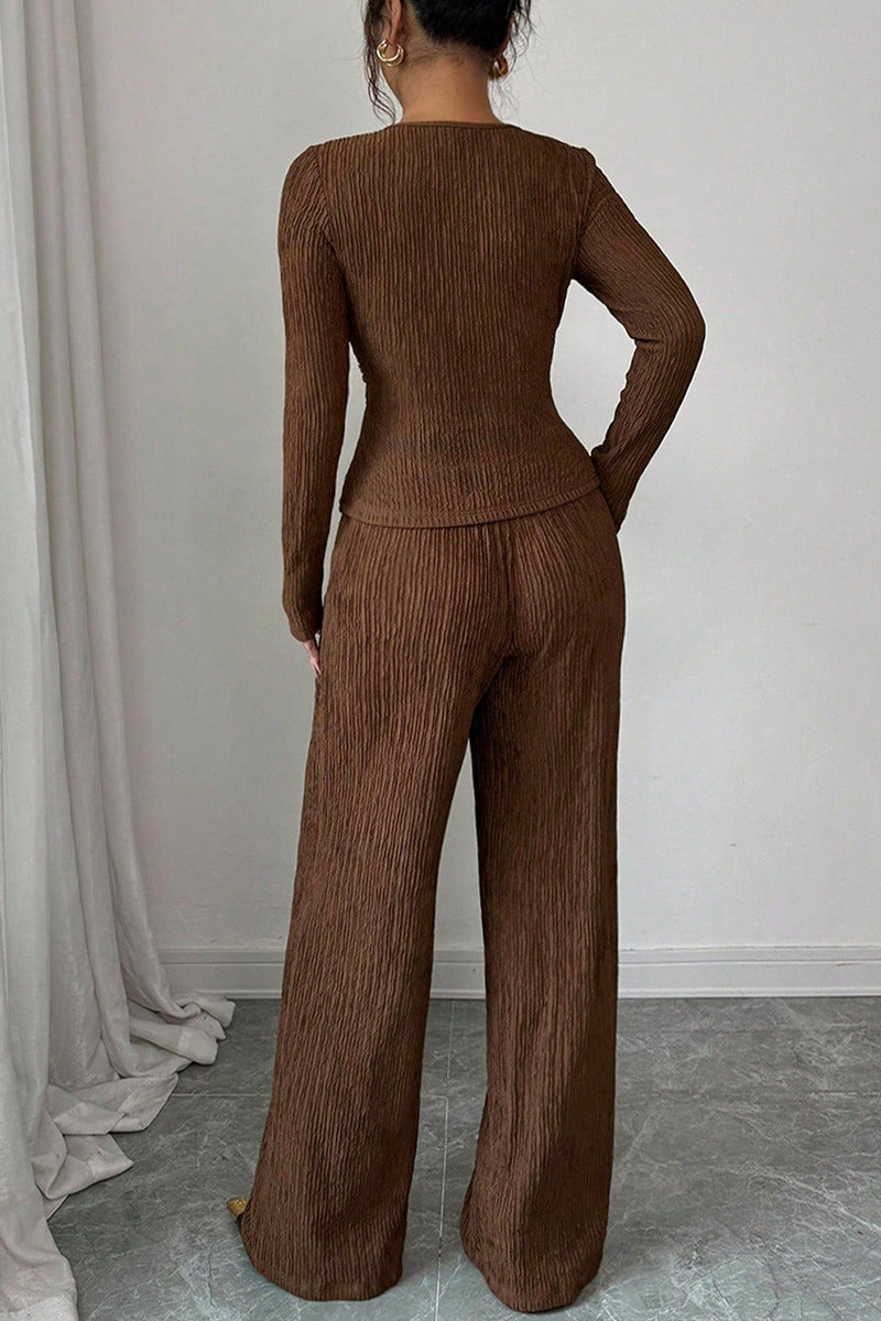 Chic Metal Accent Wrap Pants Set