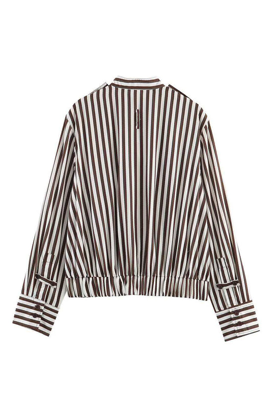 Striped Stand Collar Jacket