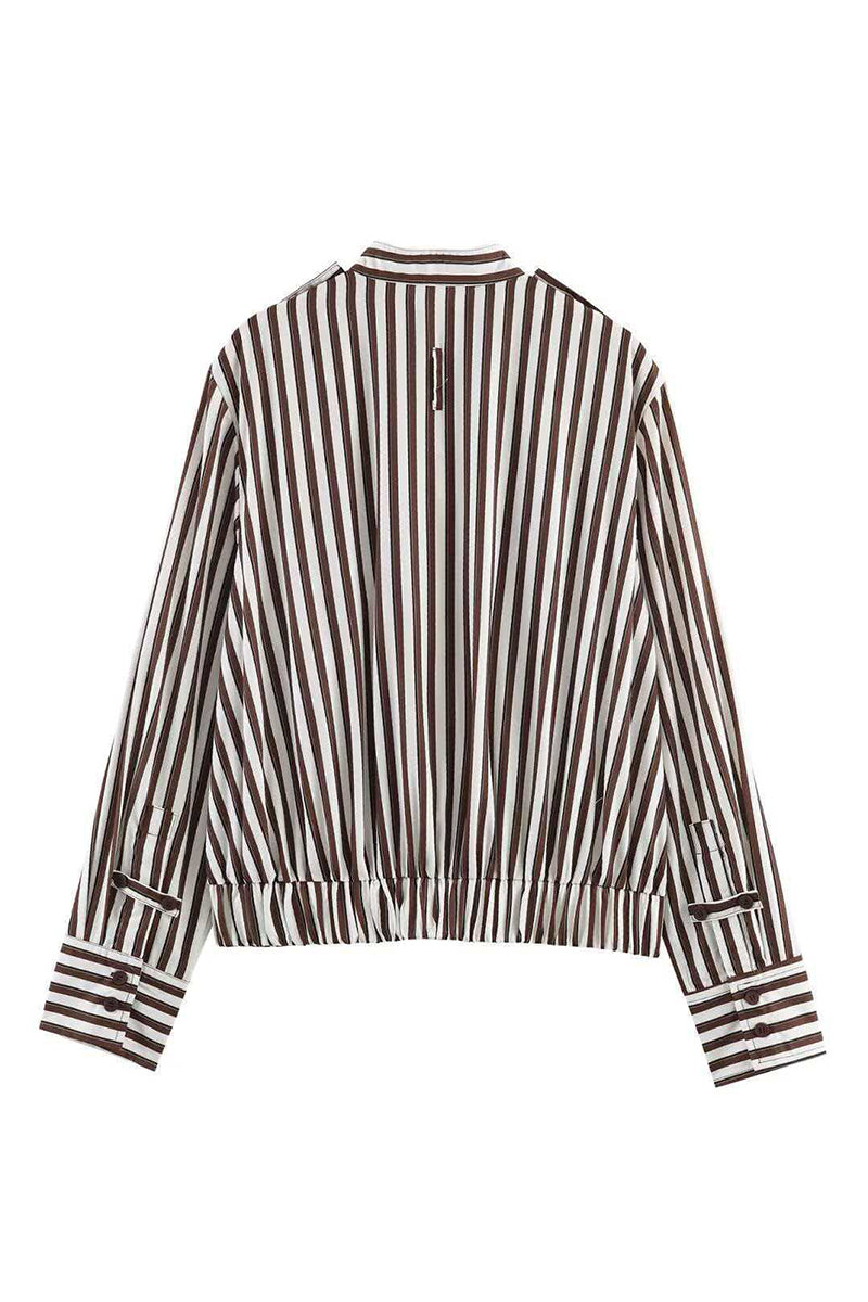 Striped Stand Collar Jacket