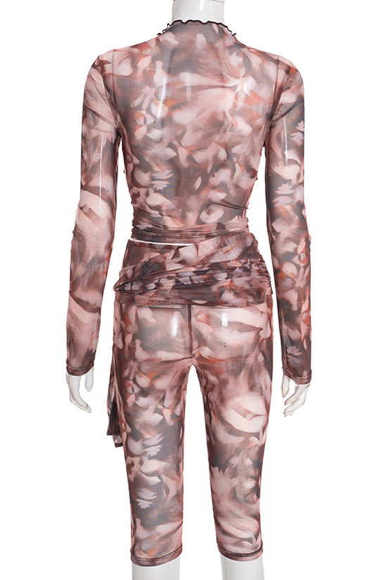 Stylish Tie Waist Cropped Pants Set