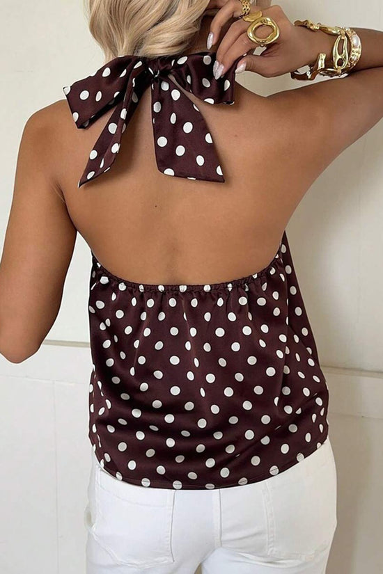 Polka Dot Halter Neck Tank Top