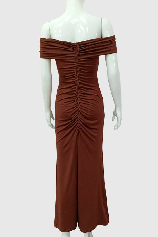 Off-Shoulder Ruched Maxi Dress