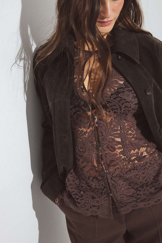 Elegant Lace Button-Up Blouse