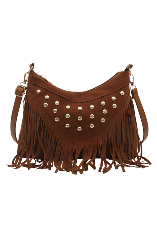 Fringe Studded Shoulder Bag