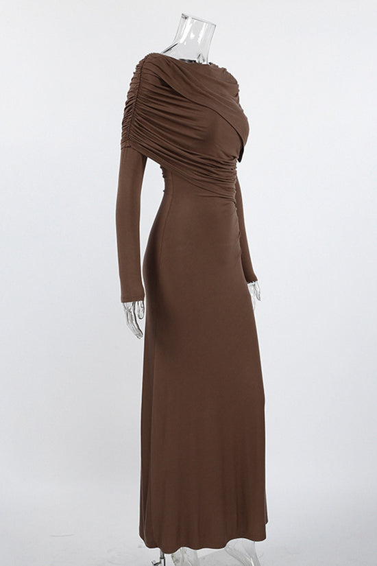 Draped Long Sleeve Casual Dress