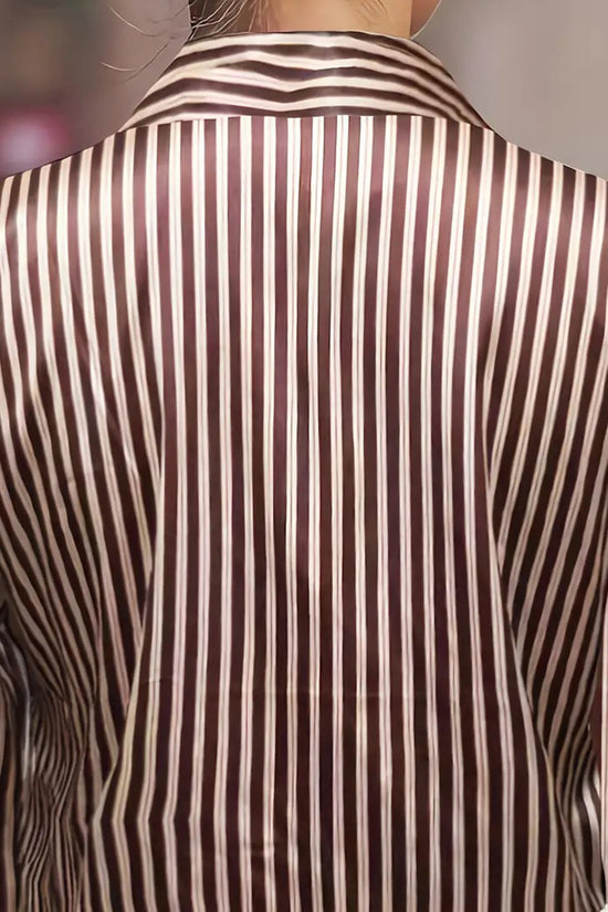 Striped Long Sleeve Button-Up Blouse