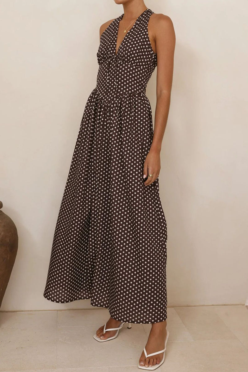 Polka Dot Halter Maxi Dress