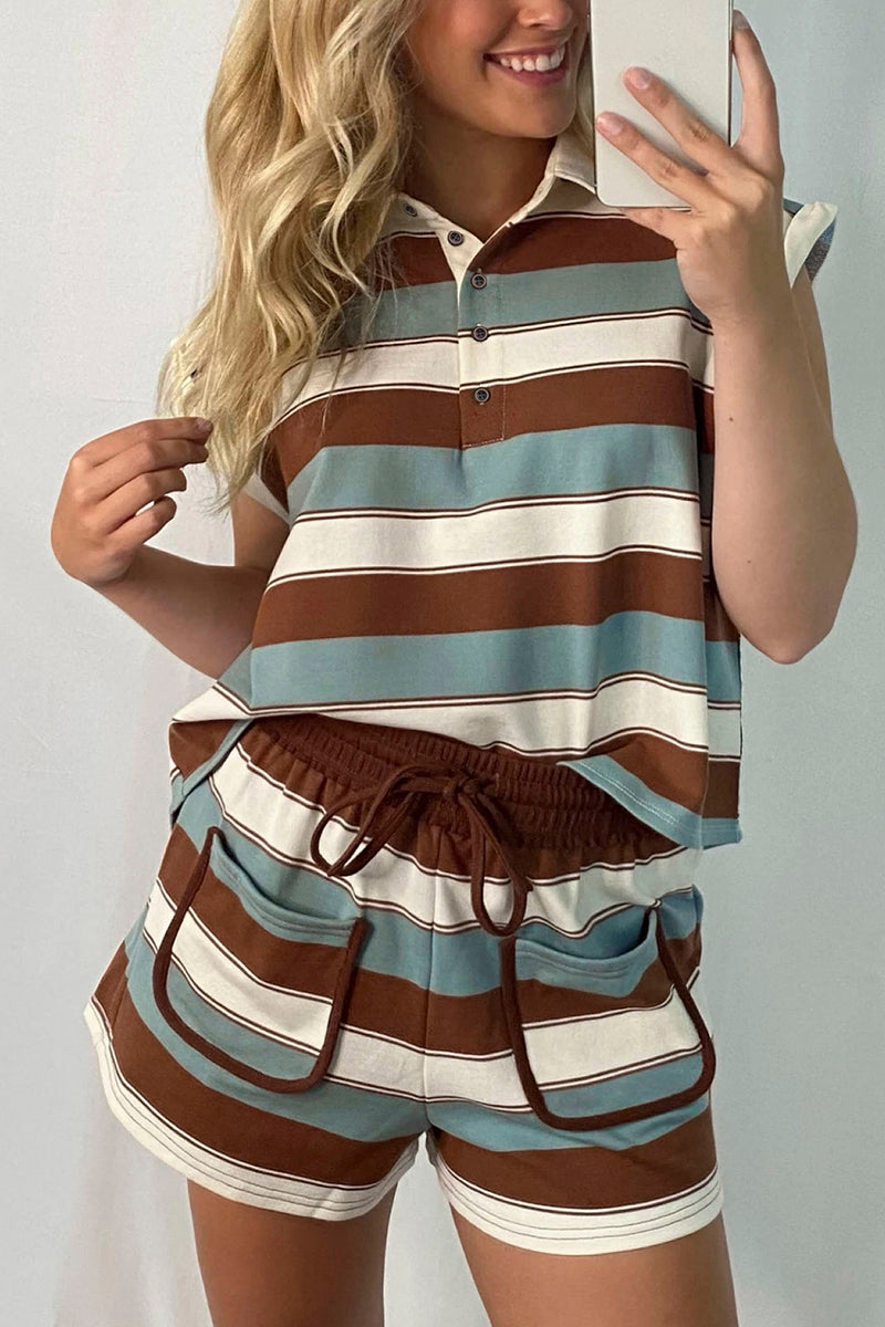 Button Polo Collar Tee & Short Set