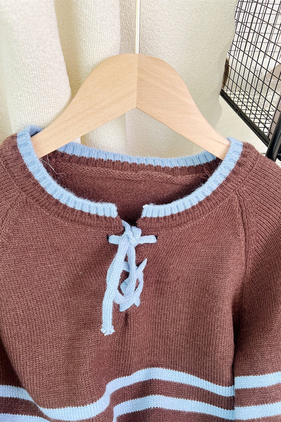 Striped Lace-Up Sweater