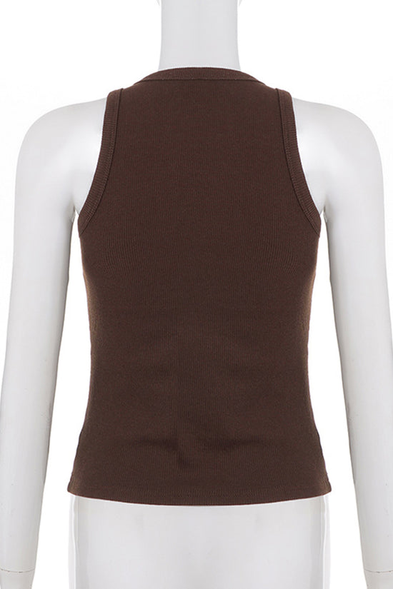 Button-Accented Sleeveless Tank Top