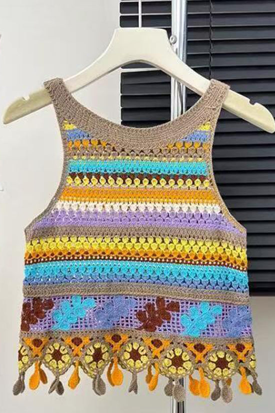 Vibrant Striped Crochet Tank Top