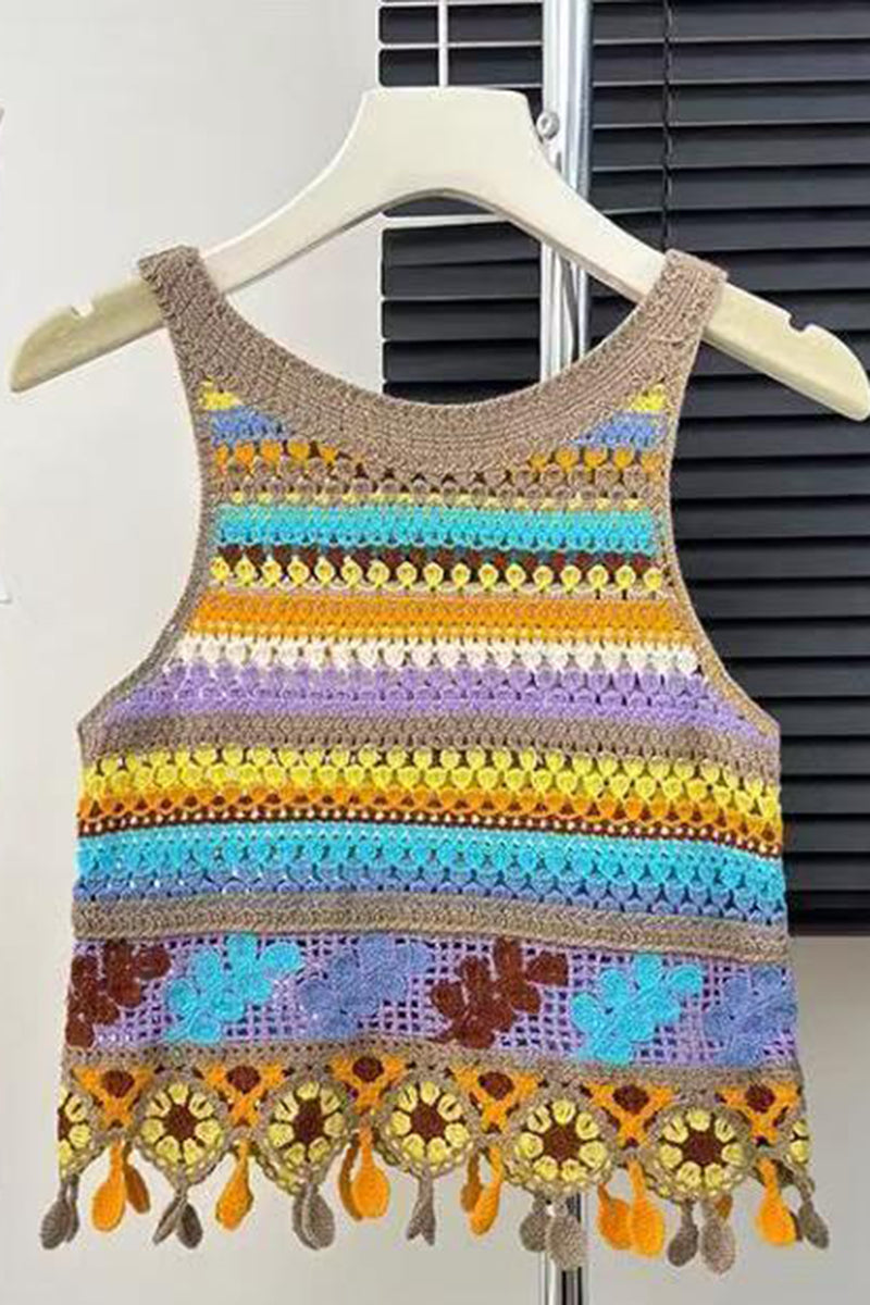 Vibrant Striped Crochet Tank Top