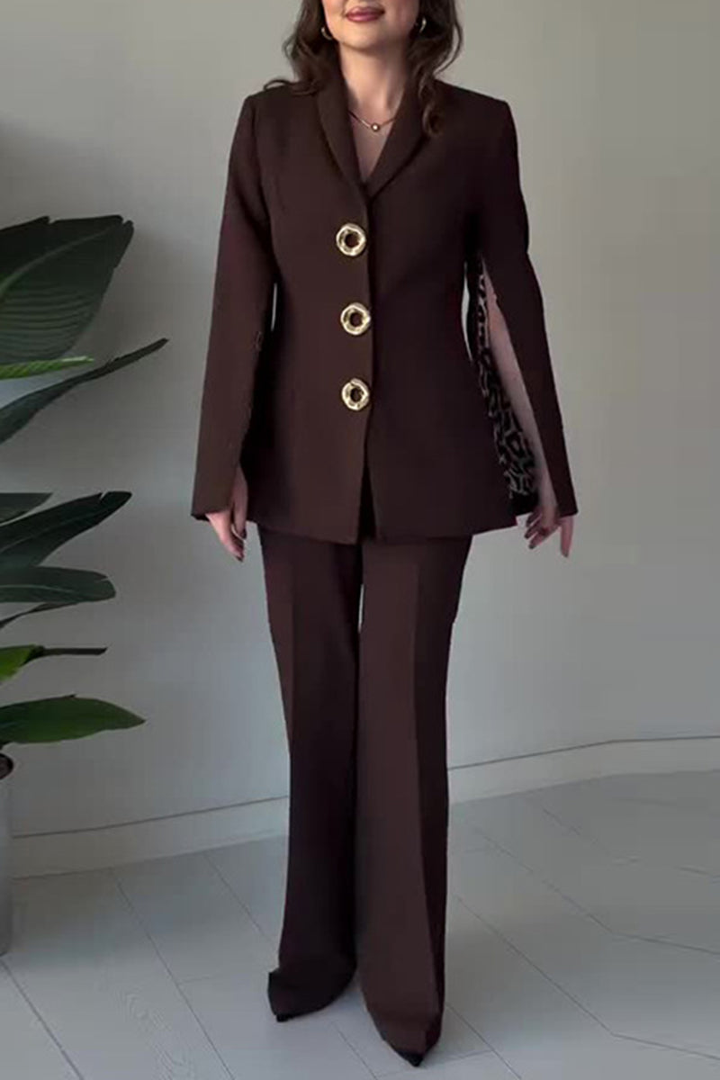 Elegant Buttoned Blazer and Pants Set