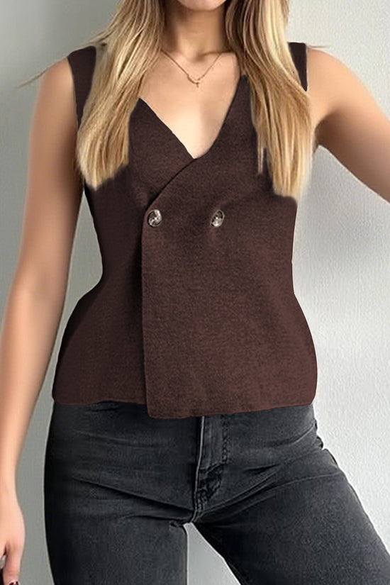 Stylish Double-Breasted Sleeveless Vest