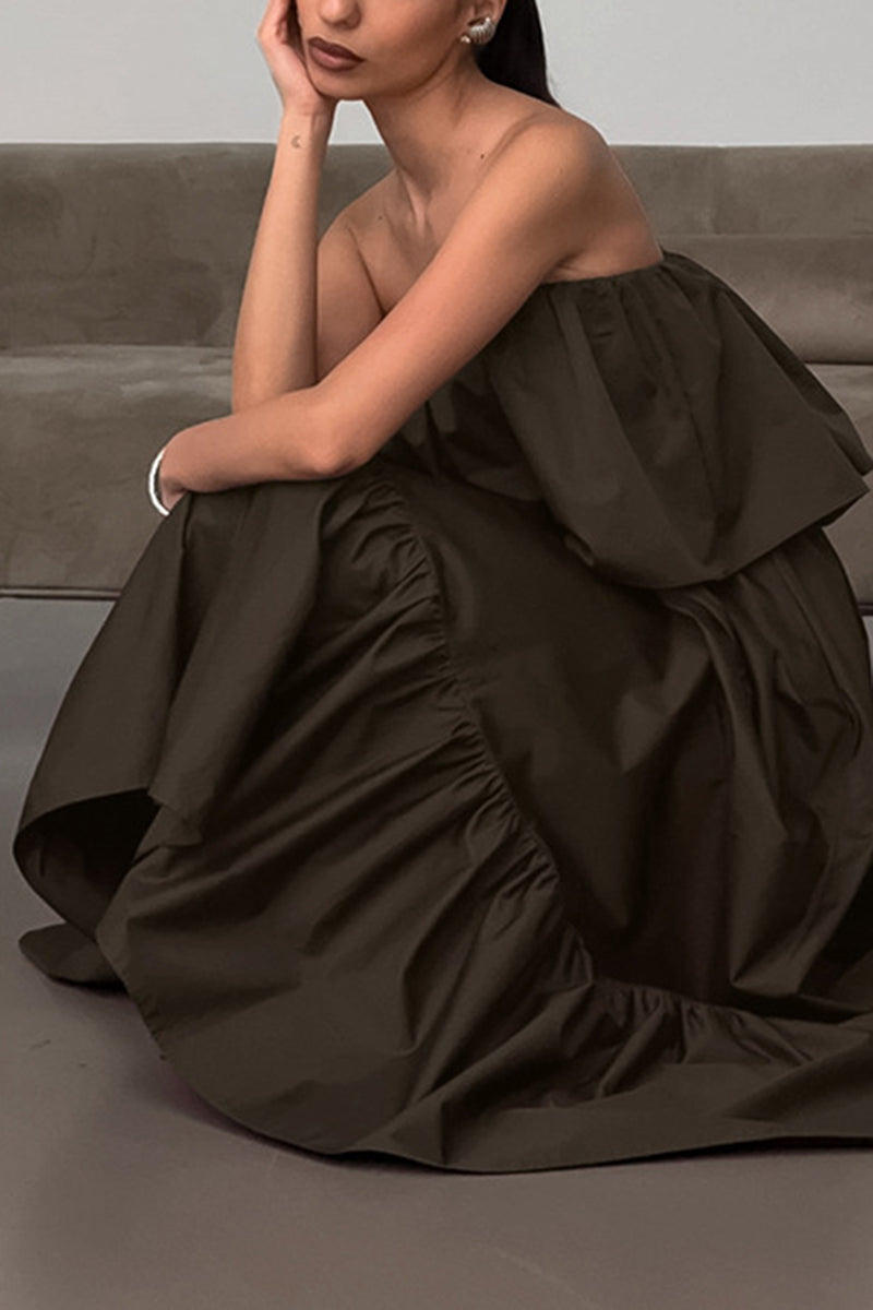 Strapless Ruffle Maxi Dress
