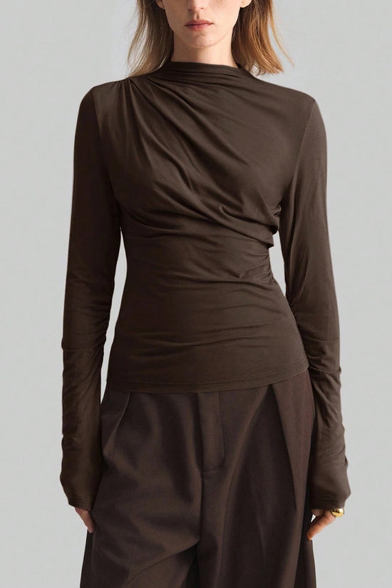 Elegant Draped Long Sleeve Top