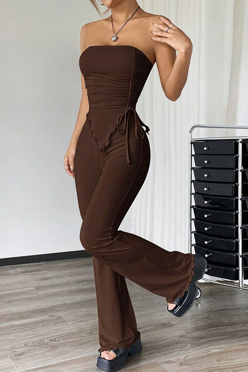 Strapless Ruched Pants Set