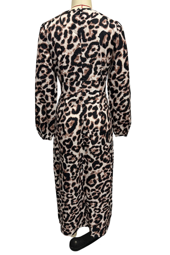 Chic Leopard Print Long Sleeve Dress