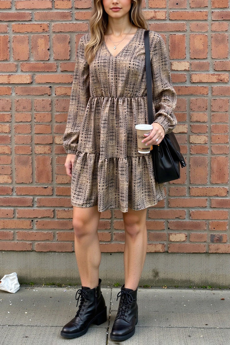 Long Sleeve V-Neck Casual Dress