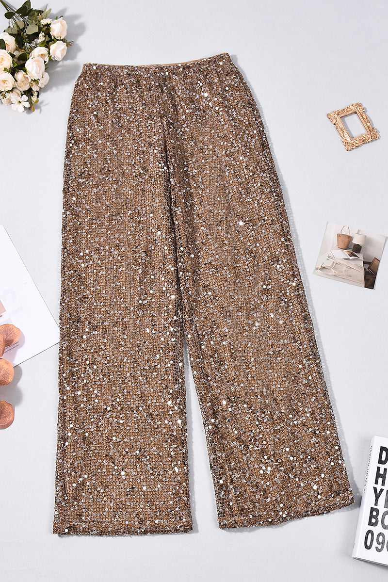 Sparkling Sequin Casual Pants