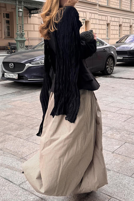 Plaid Wide-Leg Casual Pants