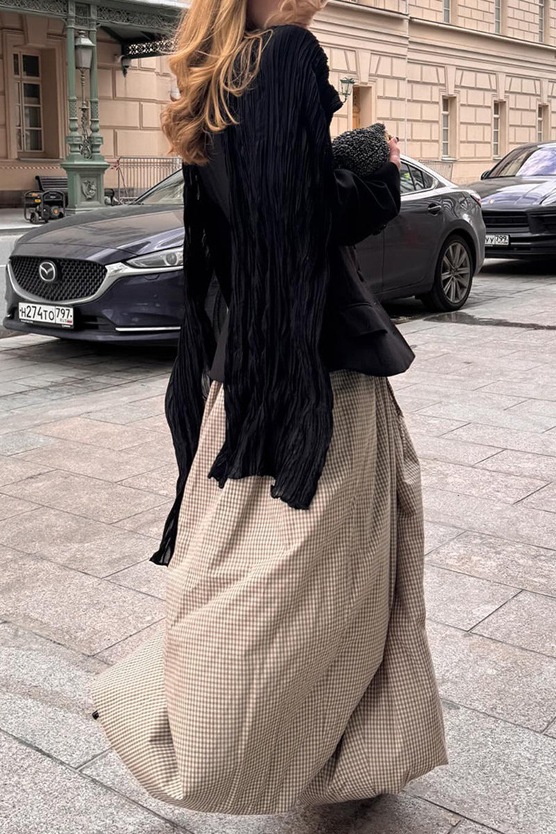 Plaid Wide-Leg Casual Pants
