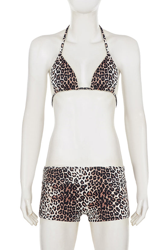 Leopard Print Tie Bikini Set